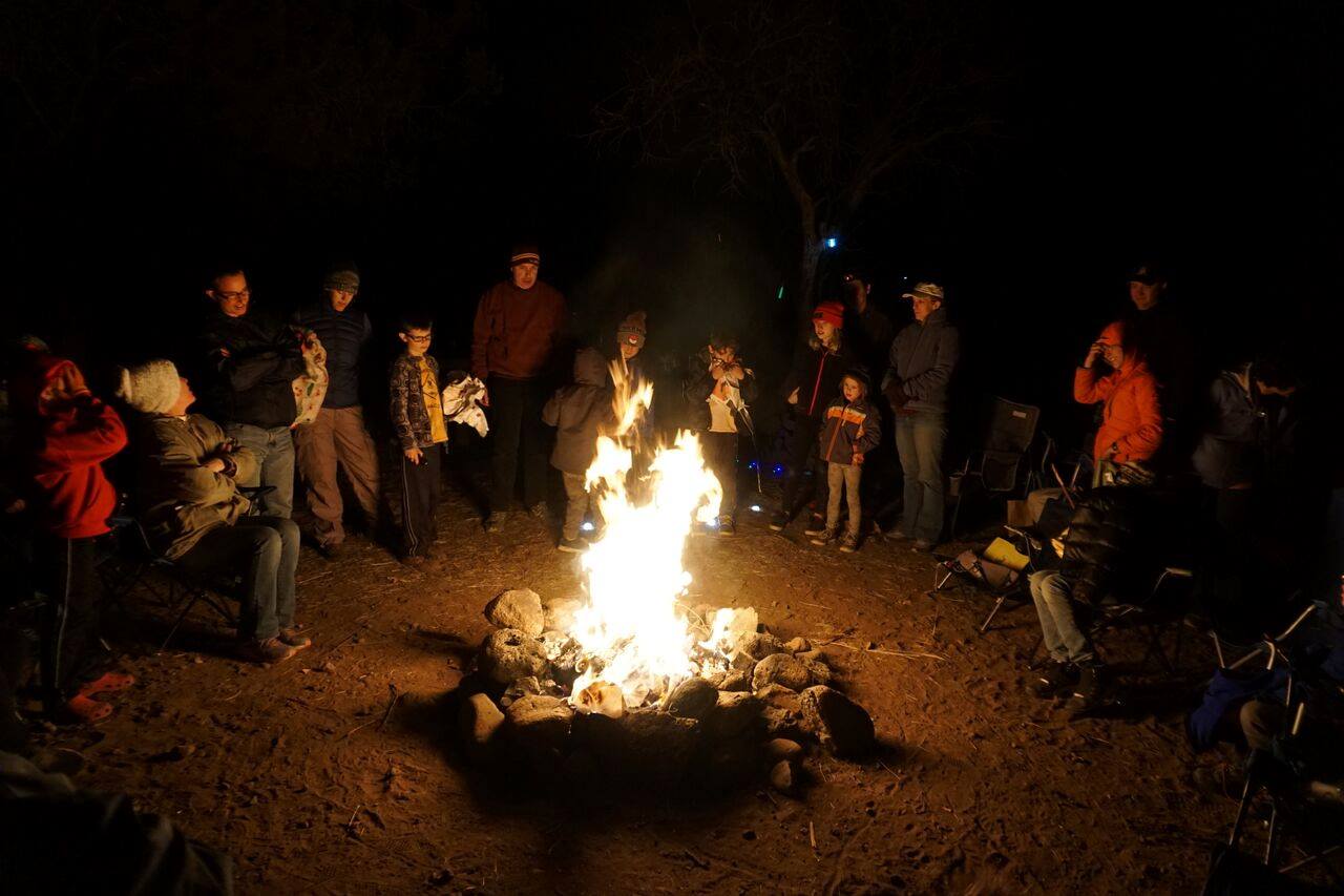 Scouts Camping by the Fire